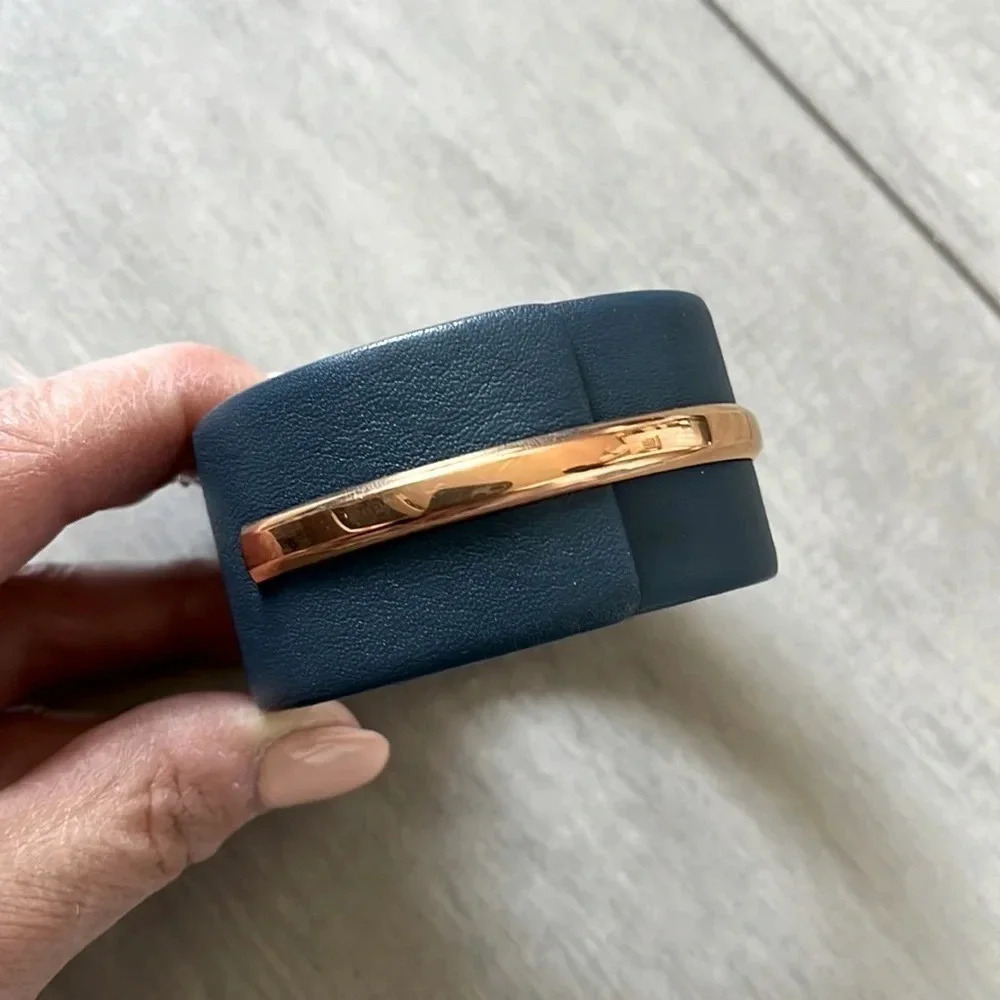 HOST PICK 🌟 FOSSIL Leather Band Bracelet Teal & Rose Gold NWT